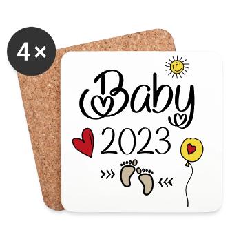 Bébé 2023 - Dessous de verre (lot de 4) - blanc - Devant