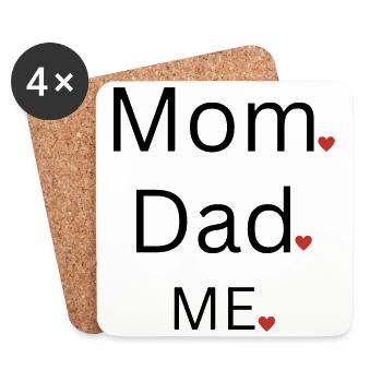 Maman Papa MOI - Dessous de verre (lot de 4) - blanc - Devant