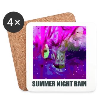 Summer NightRain Abstract - Coasters (set of 4) - white - Front