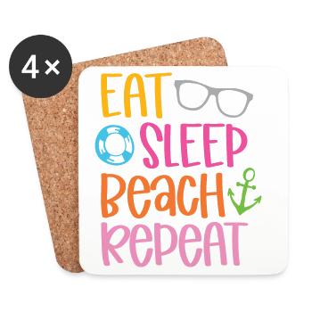 Eat Sleep Beach Repeat - Coasters (set of 4) - white - Front
