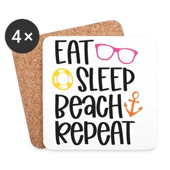 Manger dormir sur la plage répéter - Dessous de verre (lot de 4) - blanc - Devant