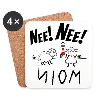 Moin Plattdeutsch Norddeutsch Schafe Leuchtturm - Untersetzer (4er-Set) - Weiß - Vorne