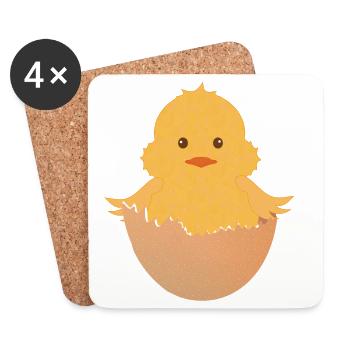 newly hatched chick in the eggshell - Coasters (set of 4) - white - Front