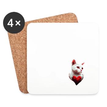 Je suis pas célibataire j'ai un chat - Dessous de verre (lot de 4) - blanc - Devant