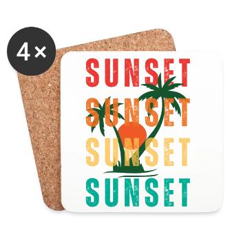 Sunset Palms Repeated Text - Coasters (set of 4) - white - Front