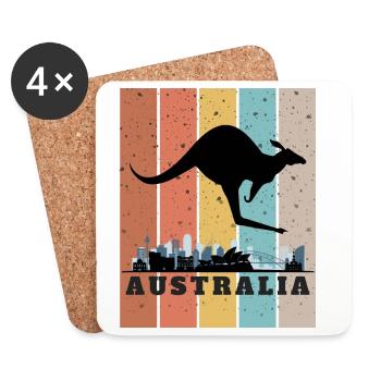 Känguru über der australischen Skyline - Untersetzer (4er-Set) - Weiß - Vorne