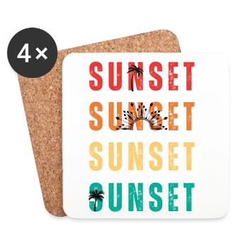 Sunset Palm Gradient Quartet - Coasters (set of 4) - white - Front