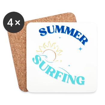 Sunset Surfing Vibes - Coasters (set of 4) - white - Front