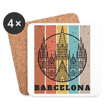 Barcelona Gothic Skyline Color Block Poster - Coasters (set of 4) - white - Front