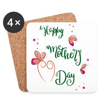 Bonne fête des mères - Dessous de verre (lot de 4) - blanc - Devant