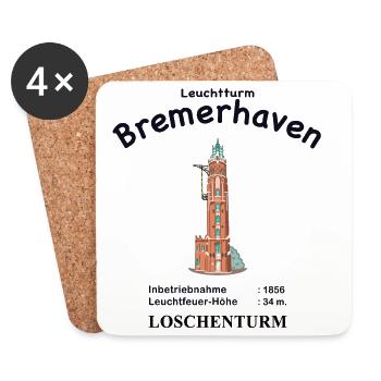 Bremerhaven, Wahrzeichen Loschenturm, Info - Untersetzer (4er-Set) - Weiß - Vorne