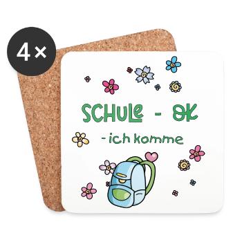 Schule, Einschulung - Untersetzer (4er-Set) - Weiß - Vorne