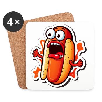 Hot-dog hurlant - Dessous de verre (lot de 4) - blanc - Devant