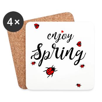 Printemps, profitez du printemps - Dessous de verre (lot de 4) - blanc - Devant