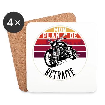 Moto rétro au coucher du soleil - Dessous de verre (lot de 4) - blanc - Devant