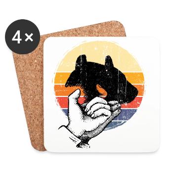 Dog Silhouette Retro Sunset - Untersetzer (4er-Set) - Weiß - Vorne