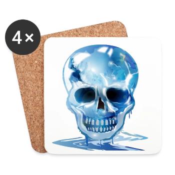Tête de mort fondue extravagante dans les couleurs de la glace - Dessous de verre (lot de 4) - blanc - Devant