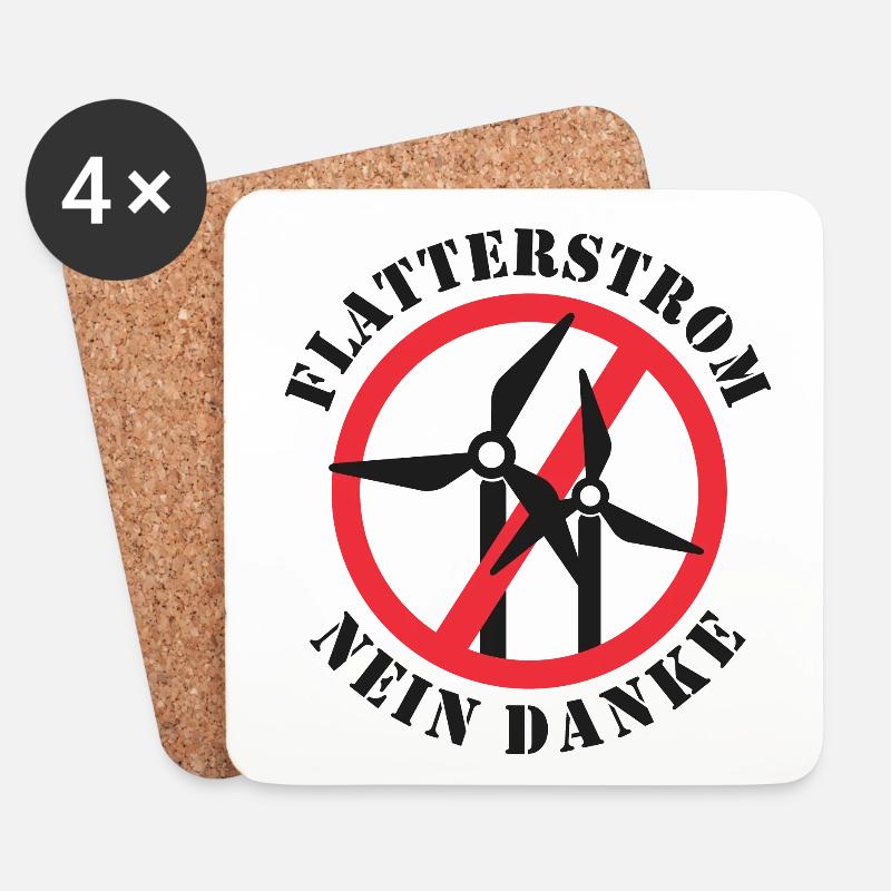 Flatterstrom Nein Danke, Windkraft Nein Danke - Untersetzer (4er-Set) - Weiß