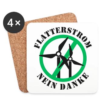 Flatterstrom Nein Danke, Windkraft Nein Danke - Untersetzer (4er-Set) - Weiß - Vorne