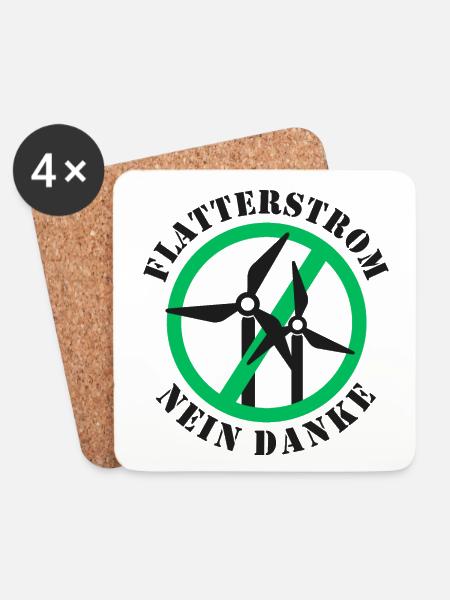 Flatterstrom Nein Danke, Windkraft Nein Danke - Untersetzer (4er-Set) - Weiß