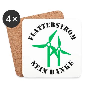 Flatterstrom Nein Danke, Windkraft Nein Danke - Untersetzer (4er-Set) - Weiß - Vorne