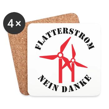 Flatterstrom Nein Danke, Windkraft Nein Danke - Untersetzer (4er-Set) - Weiß - Vorne
