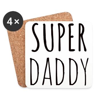 Cadeau super papa - Dessous de verre (lot de 4) - blanc - Devant