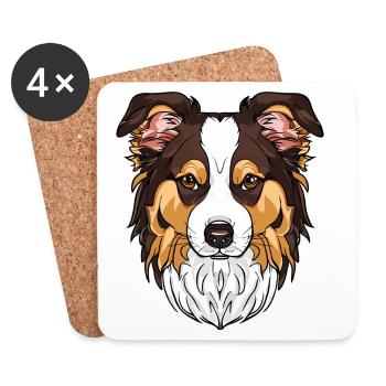 J’aime mon Border Collie - Dessous de verre (lot de 4) - blanc - Devant