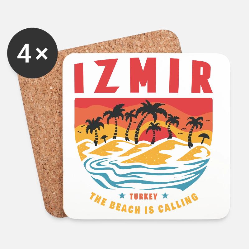Izmir Türkei Palmen Design - Untersetzer (4er-Set) - Weiß