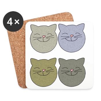 katzen 4er pack - Untersetzer (4er-Set) - Weiß - Vorne