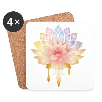 Lotus with golden flowers symbol in pastel colors - Coasters (set of 4) - white - Front