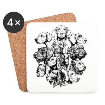 Hidden Object Pointing Dogs - Coasters (set of 4) - white - Front