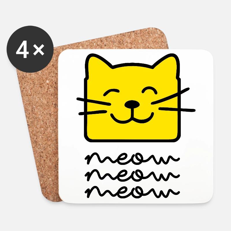 Miau, Miau, - Untersetzer (4er-Set) - Weiß
