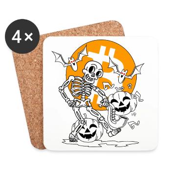 Ghoul's Halloween Bitcoin Party - Untersetzer (4er-Set) - Weiß - Vorne