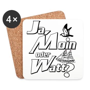 Ja Moin oder Watt? - Dessous de verre (lot de 4) - blanc - Devant