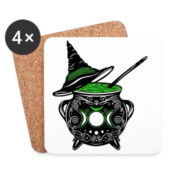 Hexenkessel Hexenhut Hexen Walpurgisnacht - Untersetzer (4er-Set) - Weiß - Vorne