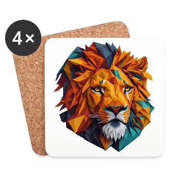 Lion's head - Coasters (set of 4) - white - Front