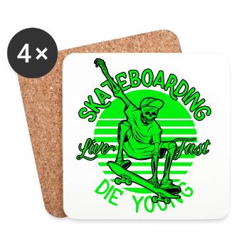 skate, skateboard, skateboarding - Dessous de verre (lot de 4) - blanc - Devant