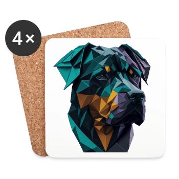 Rottweiler - Dessous de verre (lot de 4) - blanc - Devant
