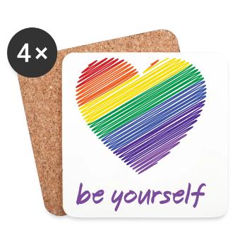 Pride Month LGBTQ - Sei du selbst - Untersetzer (4er-Set) - Weiß - Vorne