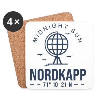 Cadeau du voyage en voiture Nordkapp North Cape Norway - Dessous de verre (lot de 4) - blanc - Devant