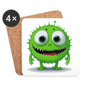 kleines grünes Monster - Untersetzer (4er-Set) - Weiß - Vorne