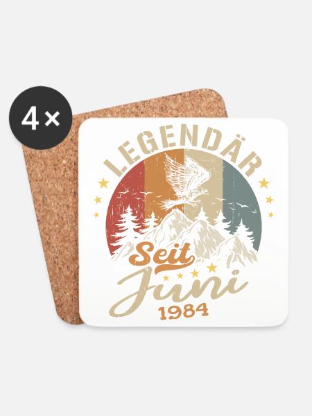 Legendär seit Juni 1984 - Geburtstag 1984 - Untersetzer (4er-Set) - Weiß