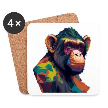 Chimpanzee - Coasters (set of 4) - white - Front