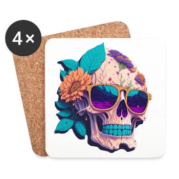 Skull - Coasters (set of 4) - white - Front