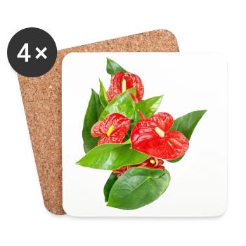 Red Anthurium Floral Edition - Coasters (set of 4) - white - Front