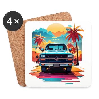 Pick-up Truck - Coasters (set of 4) - white - Front