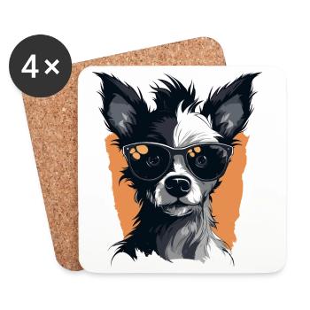 Hunde Chihuahua Design - Untersetzer (4er-Set) - Weiß - Vorne