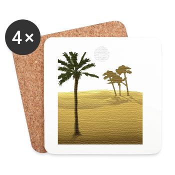 Palm tree in desert | Canvas Structure - Coasters (set of 4) - white - Front