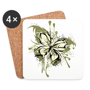 Papillon Abstrait Explosion Couleurs Graphique - Dessous de verre (lot de 4) - blanc - Devant